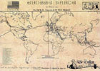 Große Weltkarte mit der Reisrute der ersten 40 Fälle