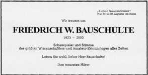 Todesanzeige Bauschulte von den Hörern